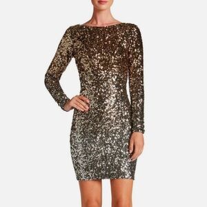 Dress the Population sequin gold and silver mini dress, size large